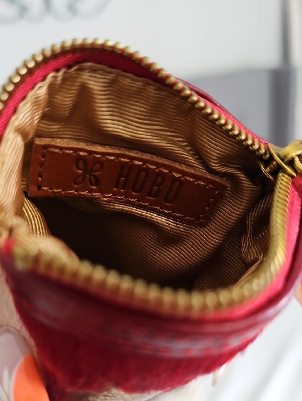 HOBO Red Calfhair Wallet with Gold Metallic Accents - Picture 8 of 9